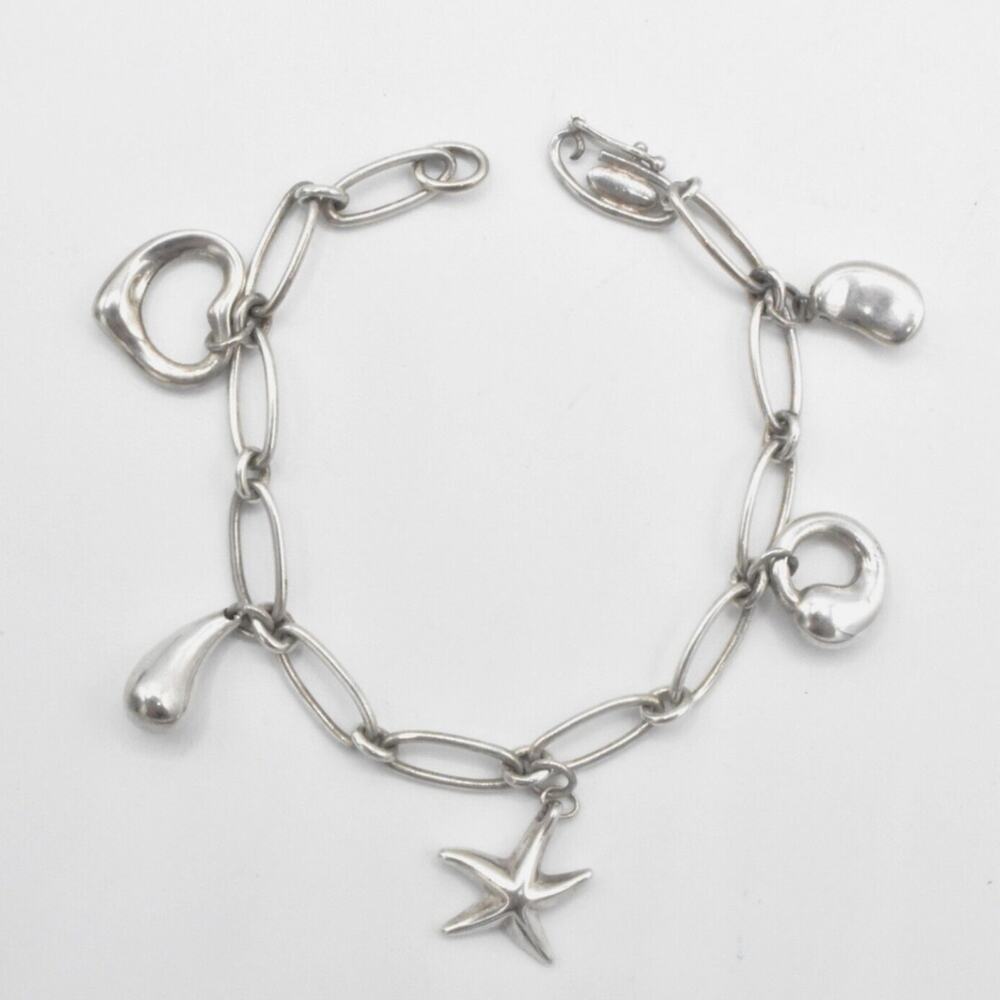 Authentic Vintage Tiffany & Co. Elsa Peretti Sterling Silver Charm Bracelet 7.5"